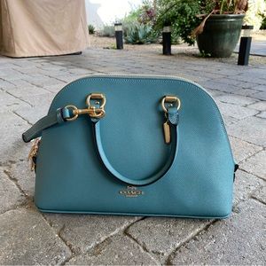 NWT Blue-Green Leather Coach Bag